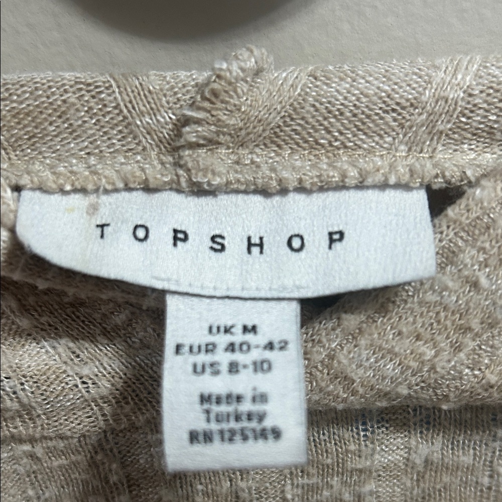 Cropped Top long sleeve Topshop Beige Ribbed Hoodie!! - Picture 7 of 7
